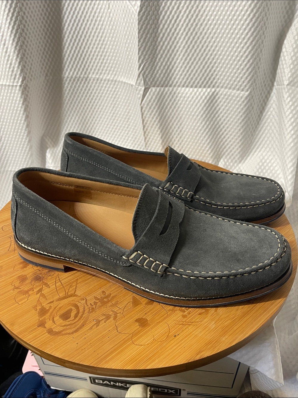 Austen Heller Ripley Men's Gray Suede Penny Loafers size 11 1/2